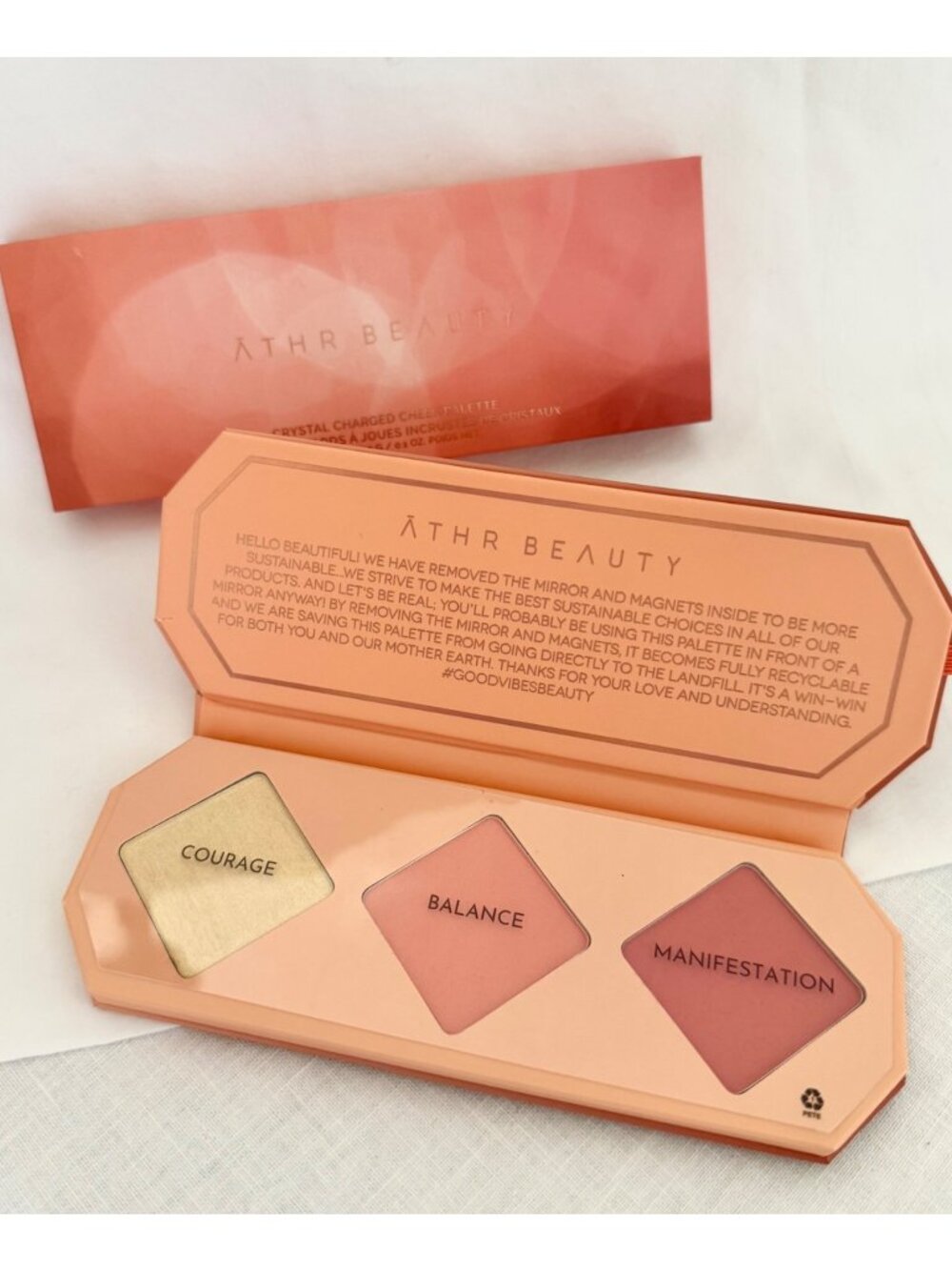 ATHR Beauty Crystal Charged Cheek Palette Amber Blush Highlighter Trio 3 x 3g